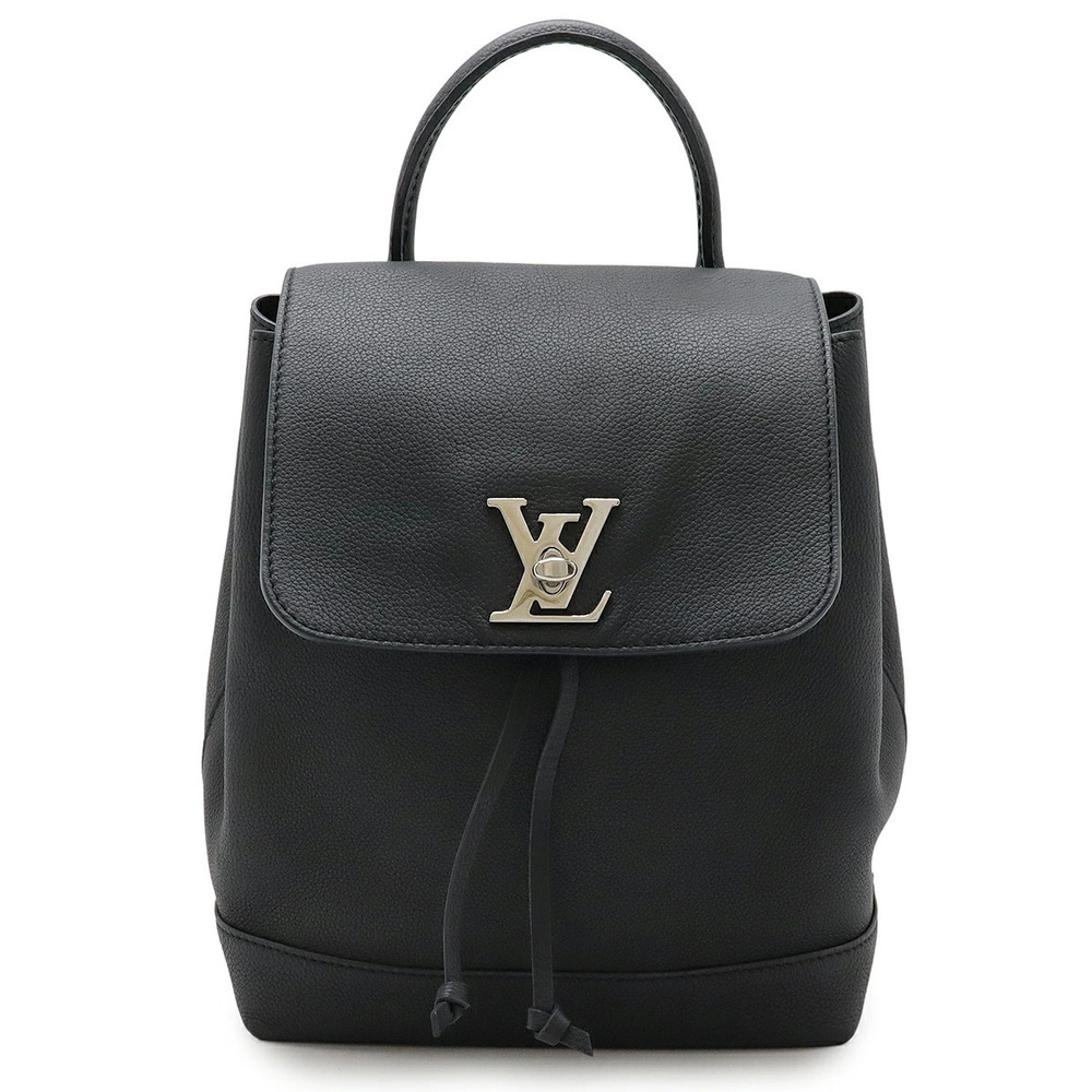 LOUIS VUITTON Lockme Backpack Turnlock Closure Calf Leather Noir Black
